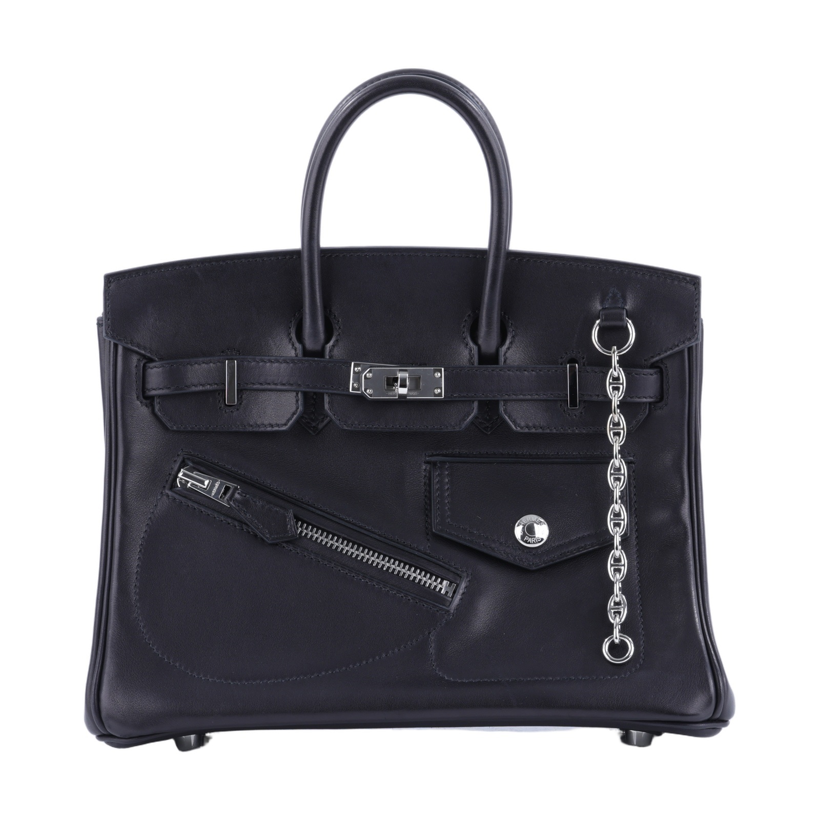 愛馬仕 Hermes Birkin Bag 柏金包 25 Veau Volupto Rock 銀色五金 黑色  U HA 117 MT  原廠盒子/防塵袋/鎖組/雨衣/吊牌