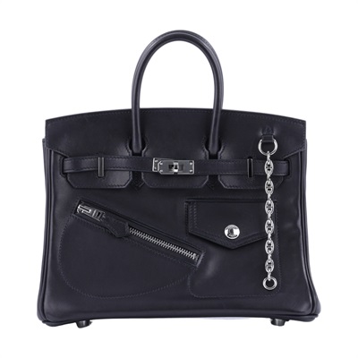 愛馬仕 Hermes Birkin Bag 柏金包 25 Veau Volupto Rock 銀色五金 黑色  U HA 117 MT  原廠盒子/防塵袋/鎖組/雨衣/吊牌