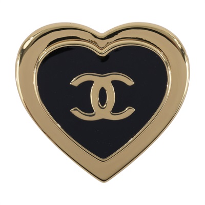 香奈兒 CHANEL CC LOGO 胸針 ABH180 B23545B26 P 黑色愛心胸針 無附屬品