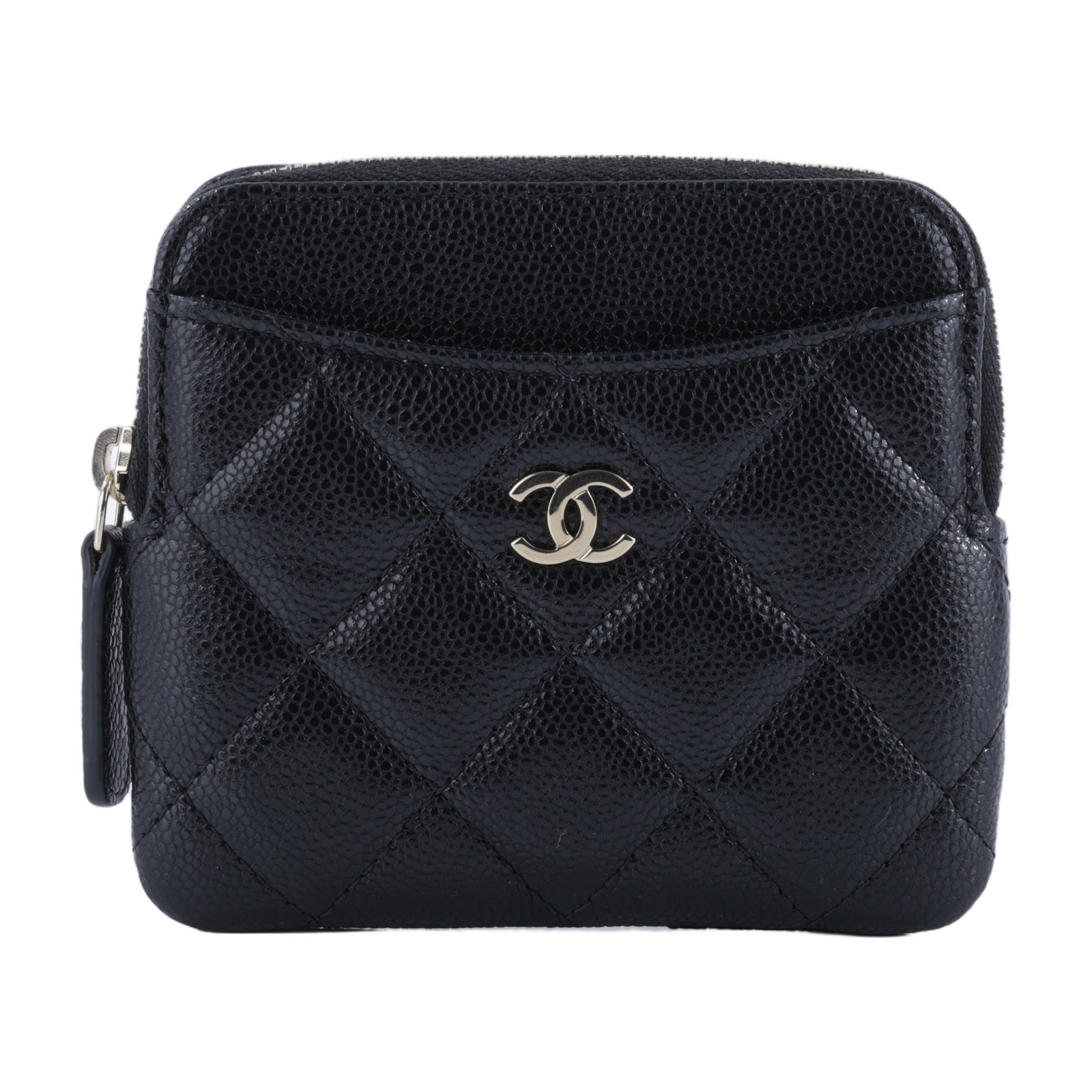 香奈兒 CHANEL CC Logo 5卡 拉鍊 零錢包 AP2061 晶片款 黑荔枝吐司零錢包 原廠盒子/防塵袋/國外購買證明