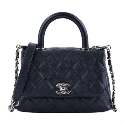 香奈兒 CHANEL Handle 迷你 手提 口蓋包 AS2215 30開黑荔枝MINI COCO HANDLE 原廠盒子/防塵袋/保證卡