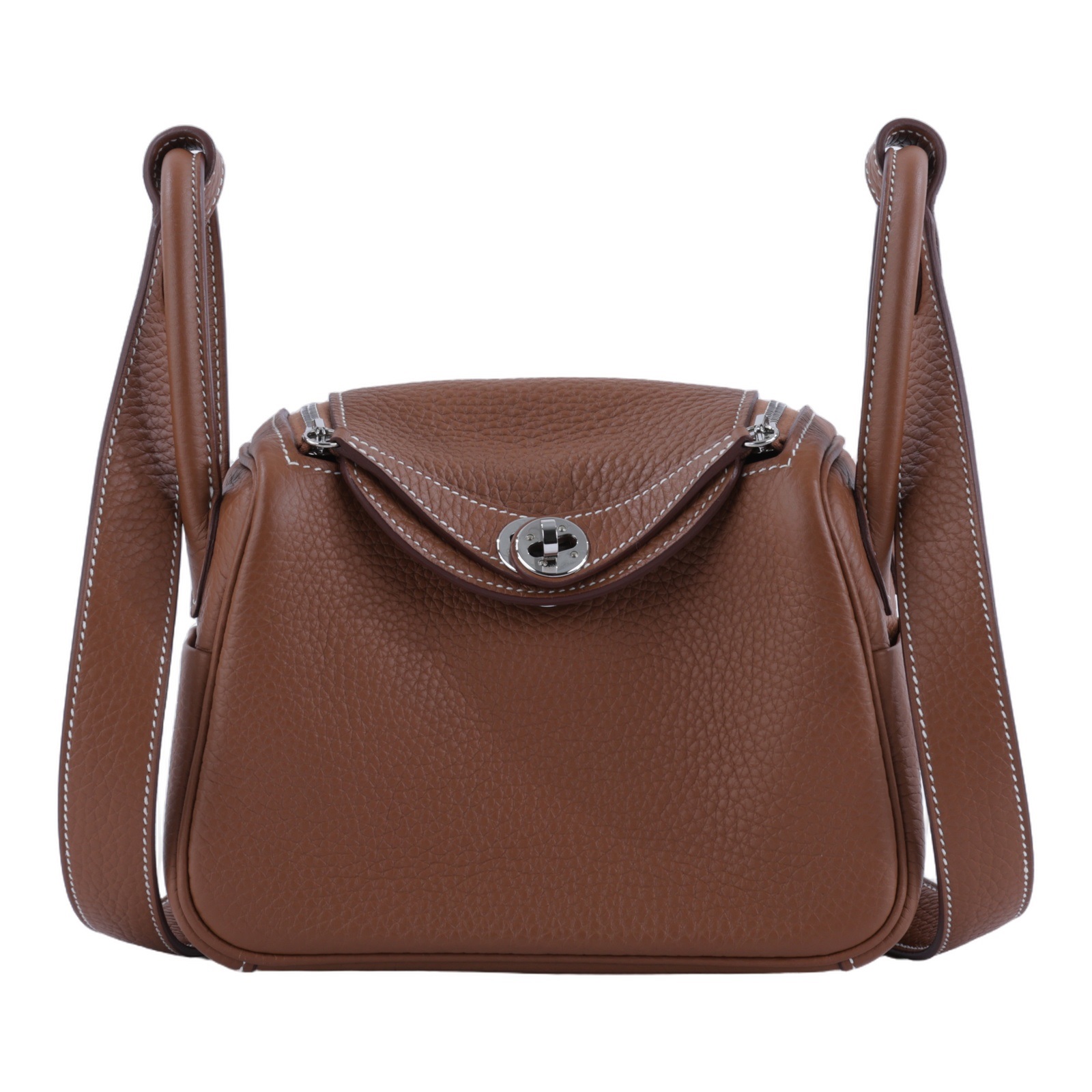 愛馬仕 Hermes Lindy II 琳迪包 迷你 銀色五金 金棕色 H085956CK37 /W TC 082 AI  原廠盒子/防塵袋/國外購買證明影本