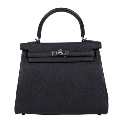 愛馬仕 Hermes Kelly II Retourne 25 銀色五金 黑色 H044624CK89 /W CT 674 PW  防塵袋/國外購買證明/鎖組/背帶