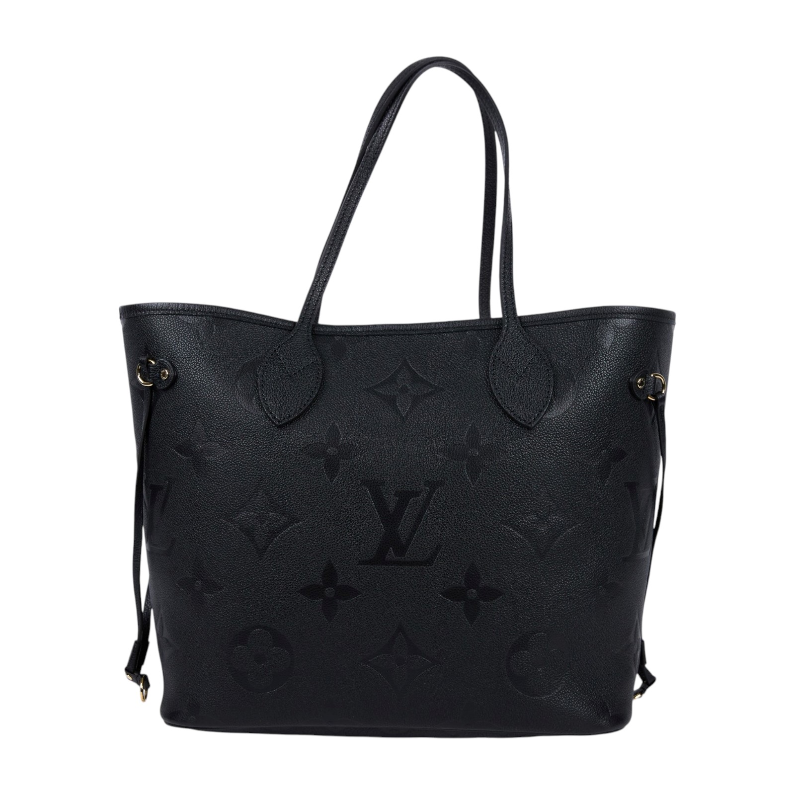 路易威登 LOUIS VUITTON Neverfull MM 手提 托特包 壓花牛皮 黑色 M45685 晶片款  防塵袋/內袋