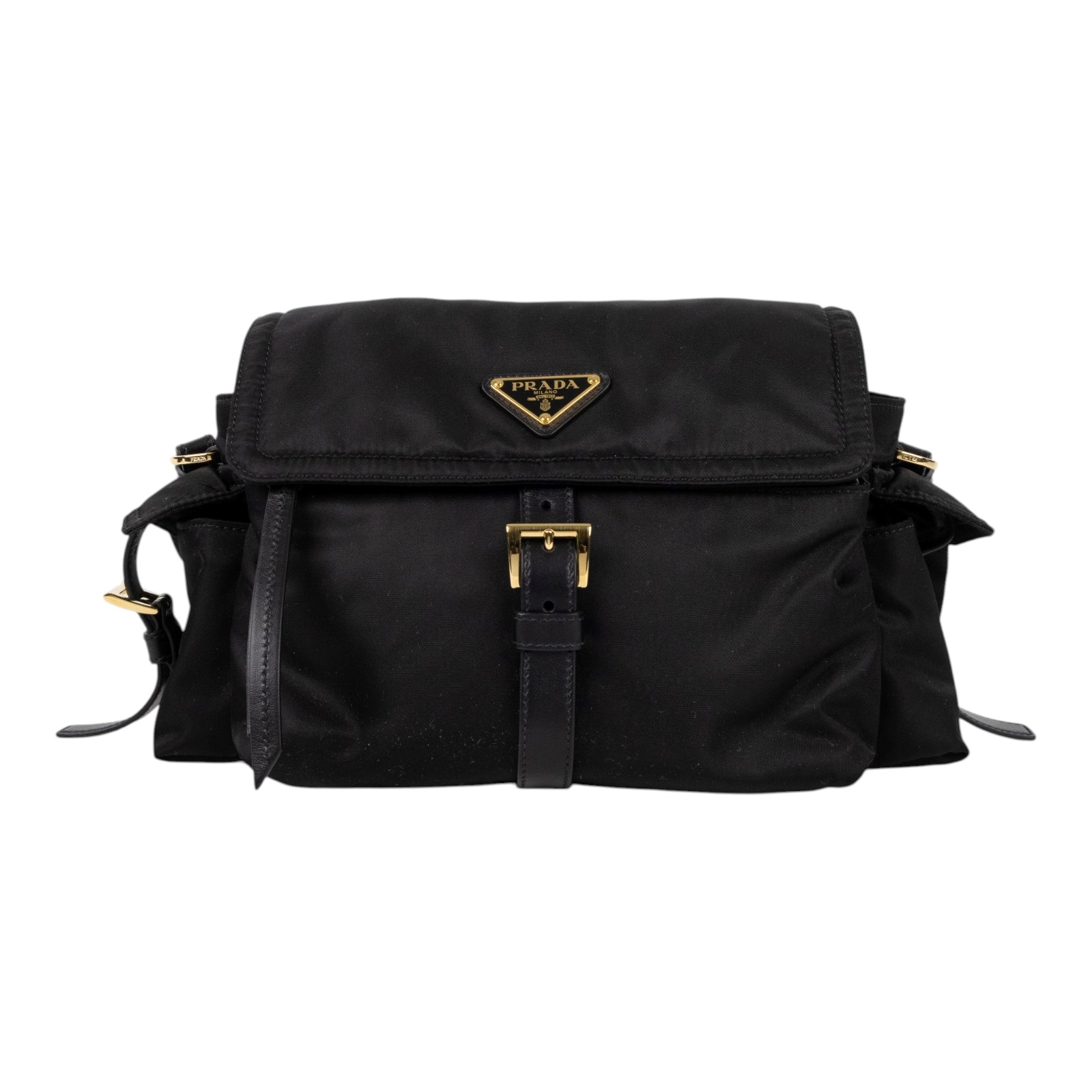 普拉達 PRADA Explore Re-Nylon 中型 翻蓋肩背袋 1BD394_RDLN 黑RE-NYLON EXPLORE MEDIUM 背帶2/防塵袋