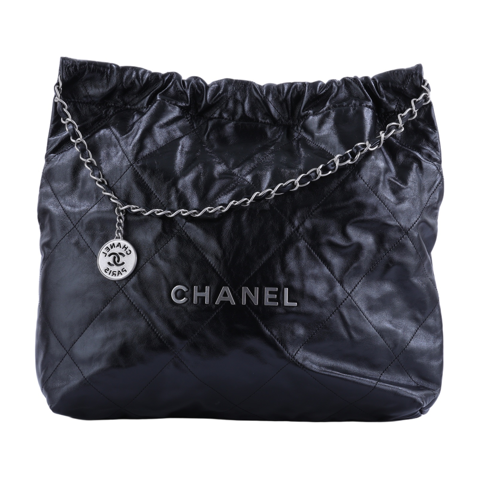 香奈兒 CHANEL 22 中型 束口包 AS3261 晶片款 黑銀22包中號 無附屬品