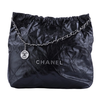 香奈兒 CHANEL 22 中型 束口包 AS3261 晶片款 黑銀22包中號 無附屬品