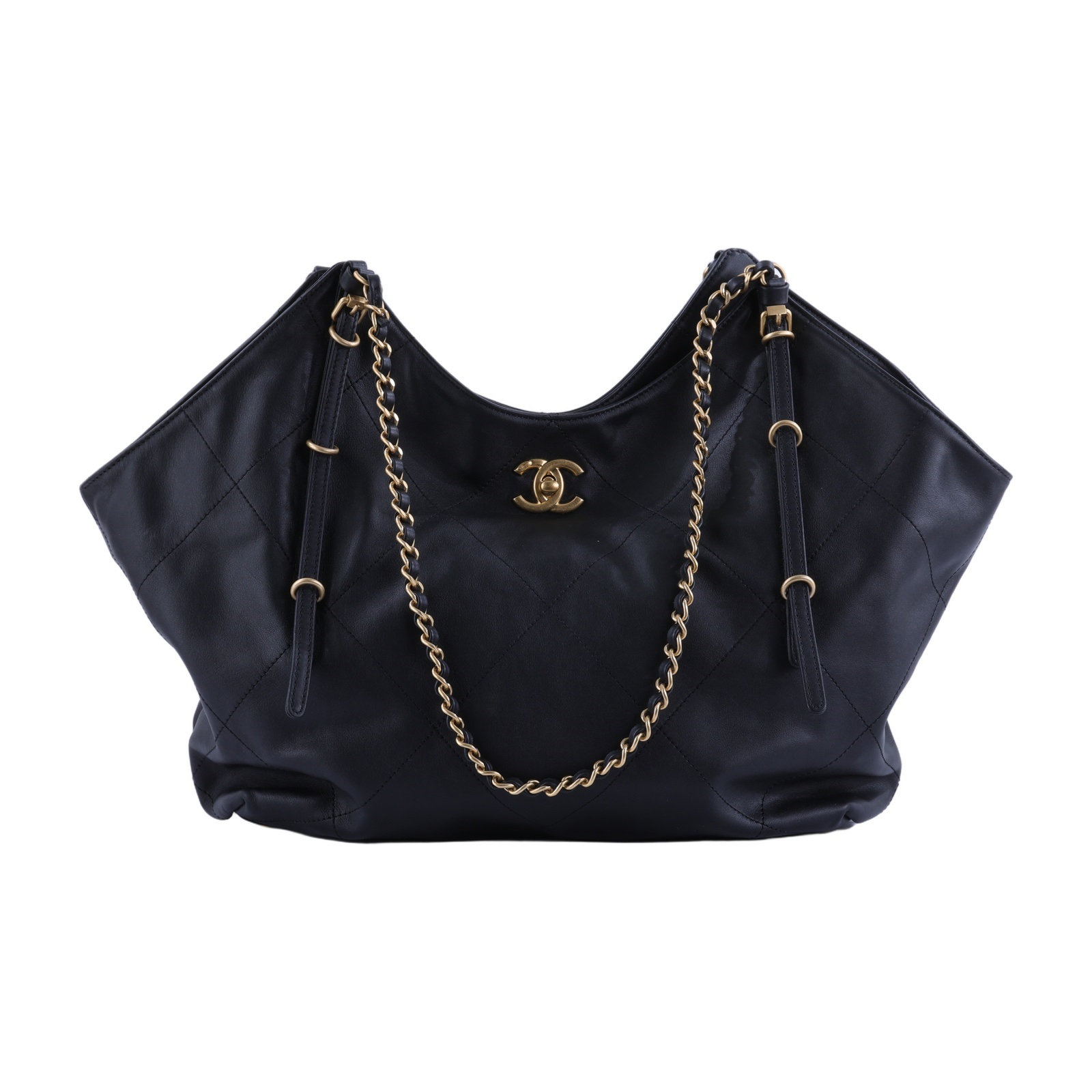 香奈兒 CHANEL HOBO 購物袋 托特包 肩背包 AS5466 B20565 晶片款 黑HOBO托特 小號 購買證明