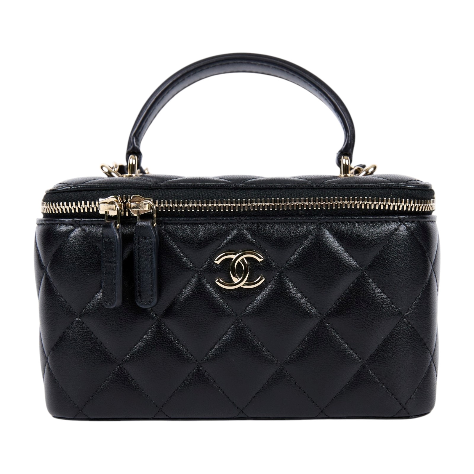 香奈兒 CHANEL Vanity Case 化妝箱 AP2199 31開 黑淡金羊化妝盒 原廠盒子/防塵袋/保證卡