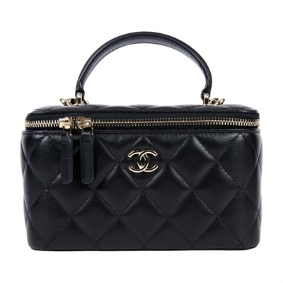 香奈兒 CHANEL Vanity Case 化妝箱 AP2199 31開 黑淡金羊化妝盒 原廠盒子/防塵袋/保證卡