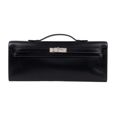 愛馬仕 Hermes Kelly Cut 手拿包 KLC □M 27S □M 黑銀 Kelly Cut 防塵袋
