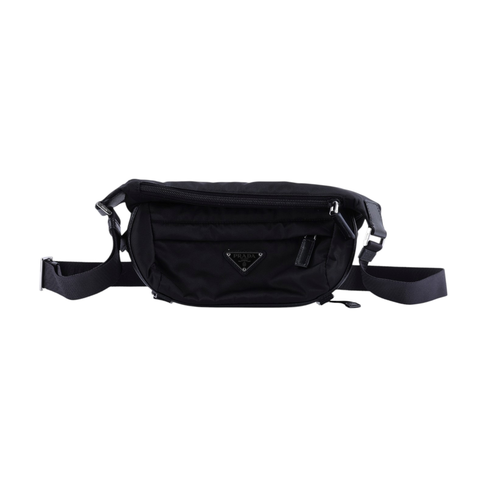 普拉達 PRADA Re-nylon 及 Saffiano 皮革肩背袋 2VH171_2DMG 黑尼龍斜背包 防塵袋