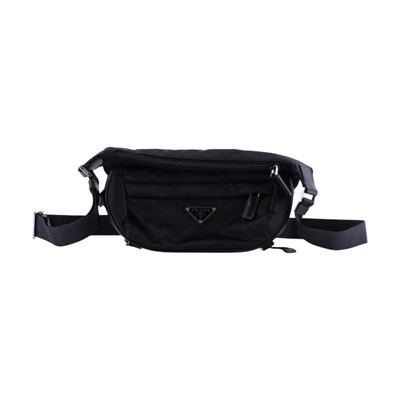 普拉達 PRADA Re-nylon 及 Saffiano 皮革肩背袋 2VH171_2DMG 黑尼龍斜背包 防塵袋