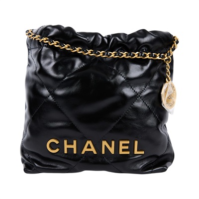 香奈兒 CHANEL 22 迷你 束口包 AS3980 晶片款 黑金22包 MINI 原廠盒子/防塵袋