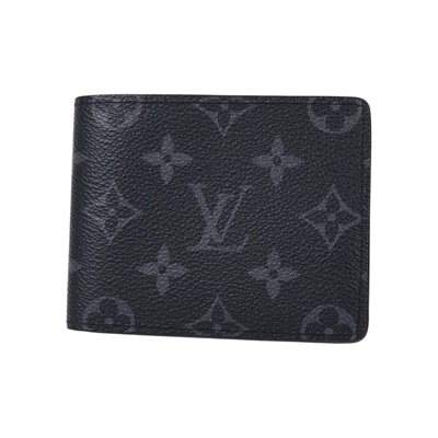 路易威登 LOUIS VUITTON Slender 錢包 Eclipse帆布 錢包 短夾 M62294 晶片款 黑原花短夾 台灣購買證明
