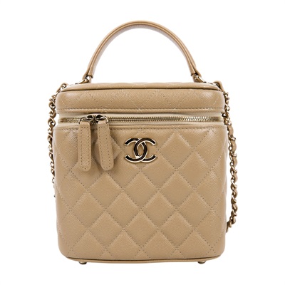 香奈兒 CHANEL Vanity 化妝箱 手提包 肩背包 斜背包 AS2362 晶片款 奶茶色VANITY化妝包 防塵袋