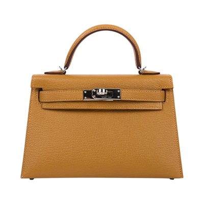 愛馬仕 Hermes Kelly Bag 凱莉包 mini 銀色五金 焦糖色 可可色 H079148CKCL /KHT768DK  原廠盒子/防塵袋/背帶/台灣購買證明