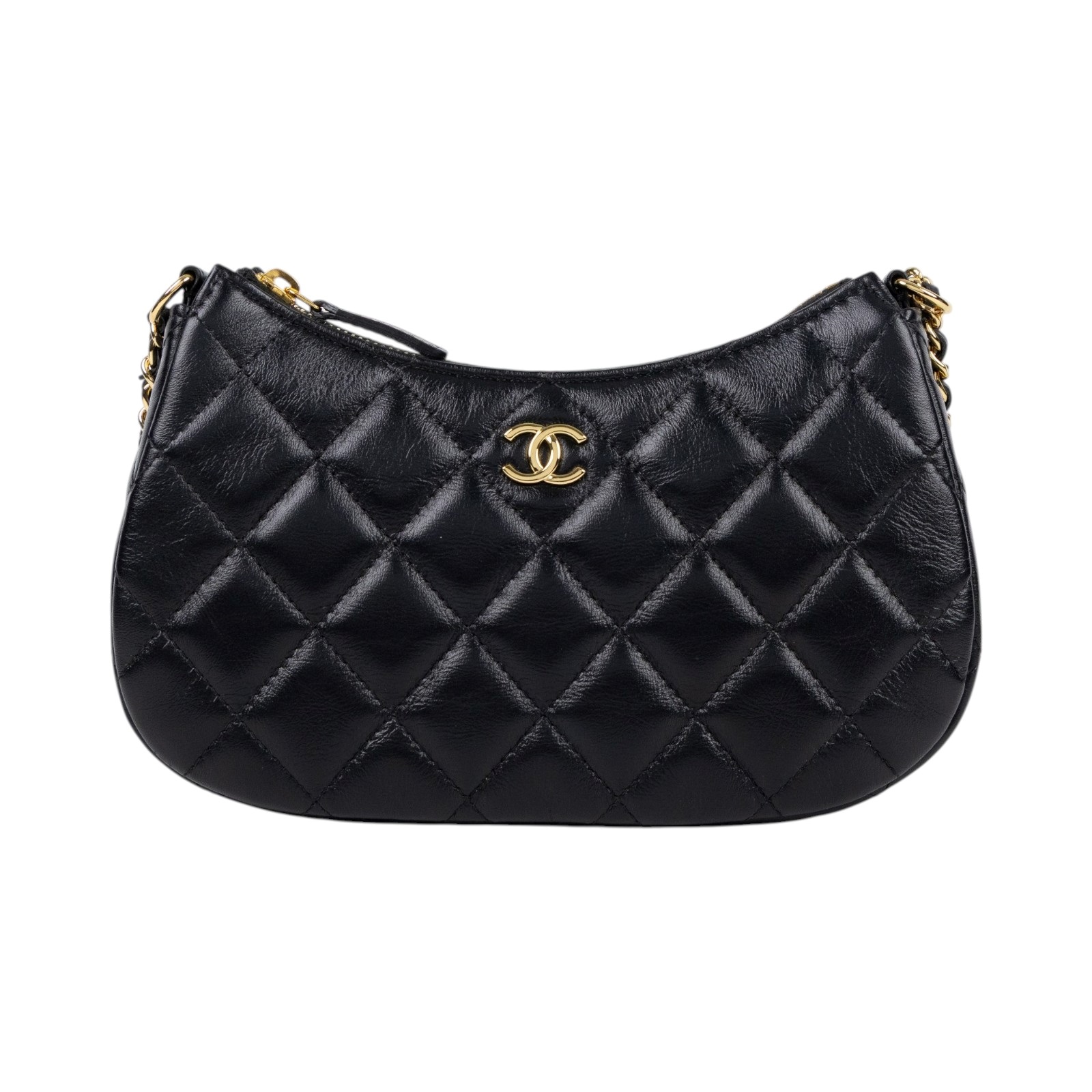 香奈兒 CHANEL HOBO 腋下包 肩背包 小型 AP3786 晶片款 黑金愛心鍊HOBO腋下包 防塵袋