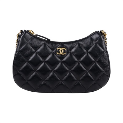 香奈兒 CHANEL HOBO 腋下包 肩背包 小型 AP3786 晶片款 黑金愛心鍊HOBO腋下包 防塵袋