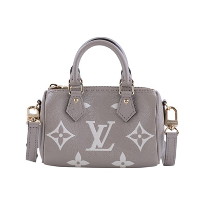 路易威登 LOUIS VUITTON Nano Speedy 手提 斜背 肩背包 灰色 奶油色 M82890 晶片款  原廠盒子/防塵袋/背帶