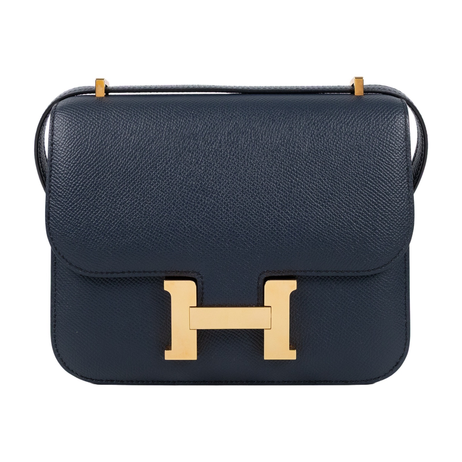 愛馬仕 Hermes Constance Bag 康康包 MIni 18 玫瑰金色五金 靛藍色 H056347CD76 /ZBY138 MH  原廠盒子/防塵袋/日本購買證明