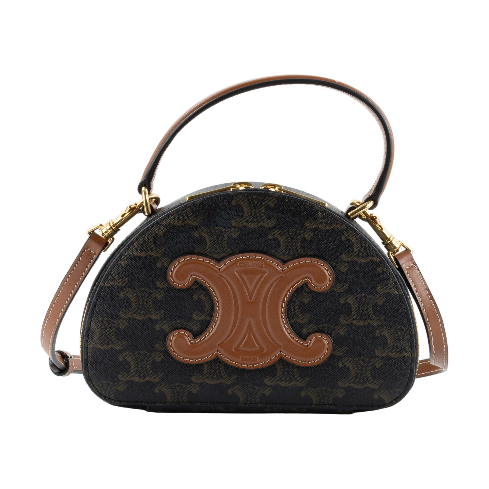 思琳 CELINE 標誌印花半月包 10K642ECM 棕黃色 HALF MOON CASE 背帶