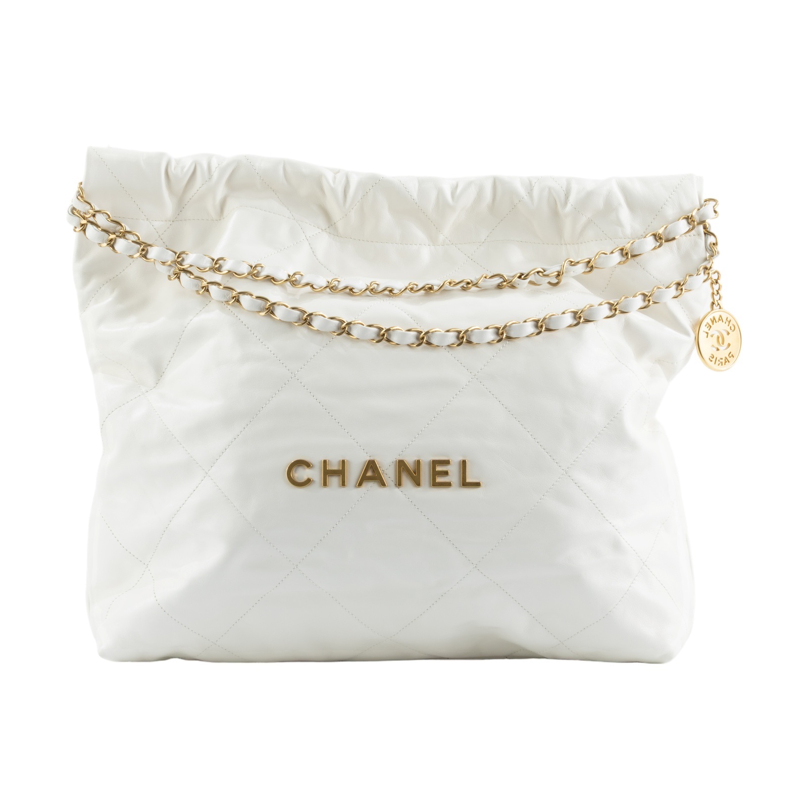 香奈兒 CHANEL 22 中型 束口包 AS3261 晶片款 白22包中號 防塵袋/內袋
