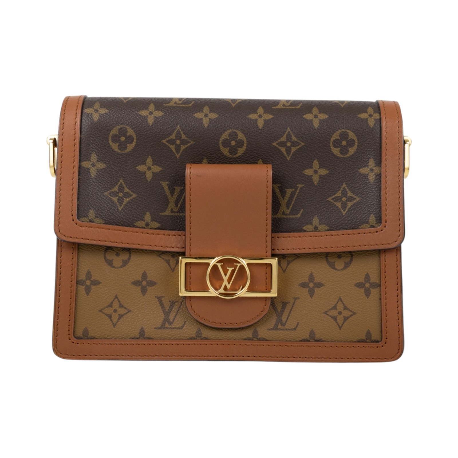 路易威登 LOUIS VUITTON Dauphine MM 手提包 雙色翻蓋斜背 鏈帶包 M45958 原花DAUPHINE MM 原廠盒子/防塵袋/背帶2