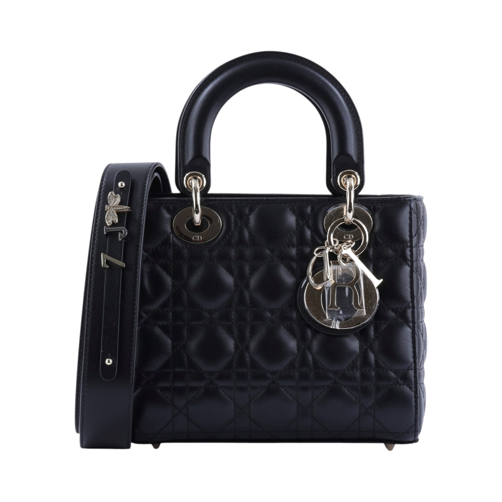 迪奧 CHRISTIAN DIOR Lady Dior My ABCDior 小型 肩背 手提包 M0538PNGE  防塵袋/背帶/背帶徽章3