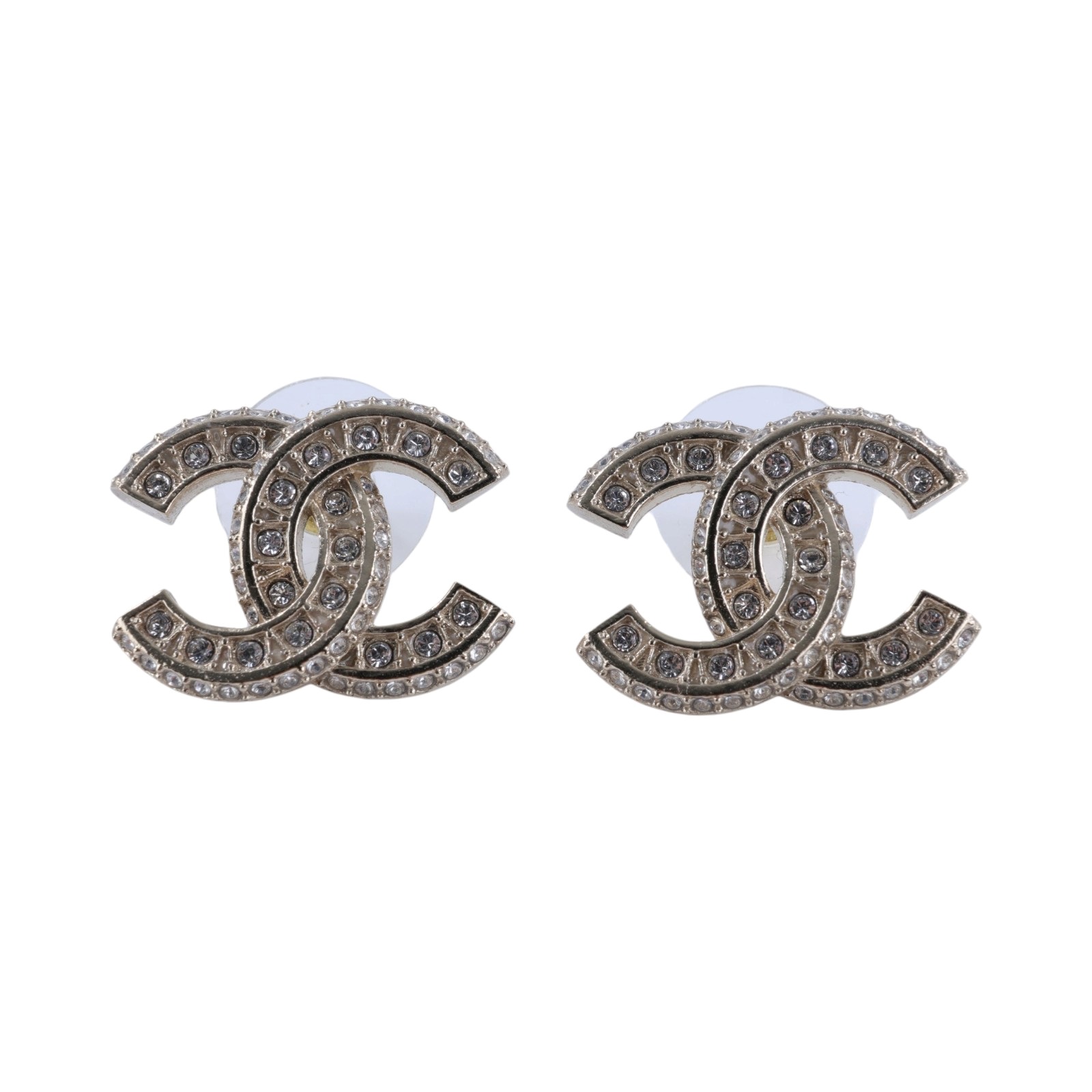 香奈兒 CHANEL 水鑽 CC LOGO 耳環 耳針 A86504 Y09569B25 V 水鑽雙C耳環 原廠盒子/內襯