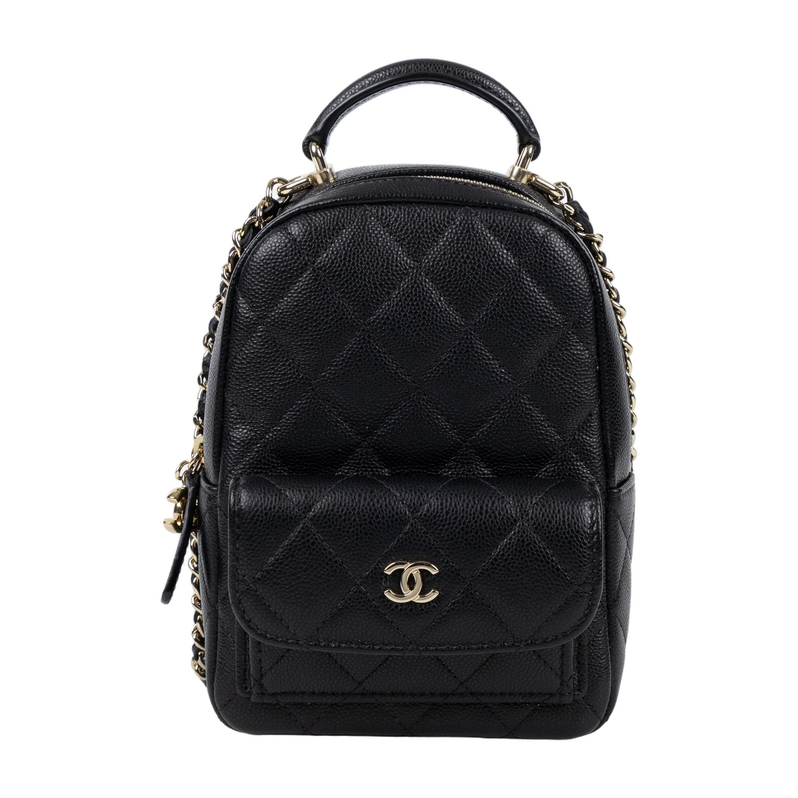 香奈兒 CHANEL 經典 迷你 後背包 AP3753 晶片款 黑淡金荔枝迷你後背包 原廠盒子/防塵袋