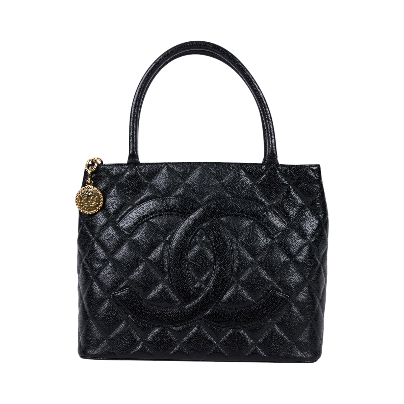 香奈兒 CHANEL 手提包 方型 銀幣包 A01804 9開 黑荔枝金幣托特包 無附屬品