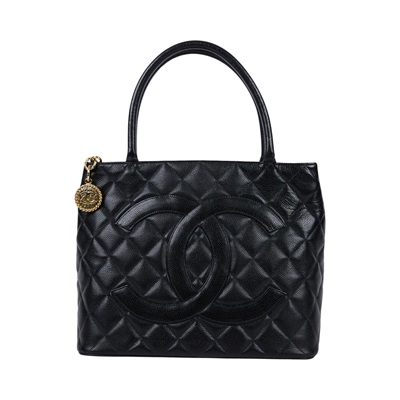 香奈兒 CHANEL 手提包 方型 銀幣包 A01804 9開 黑荔枝金幣托特包 無附屬品