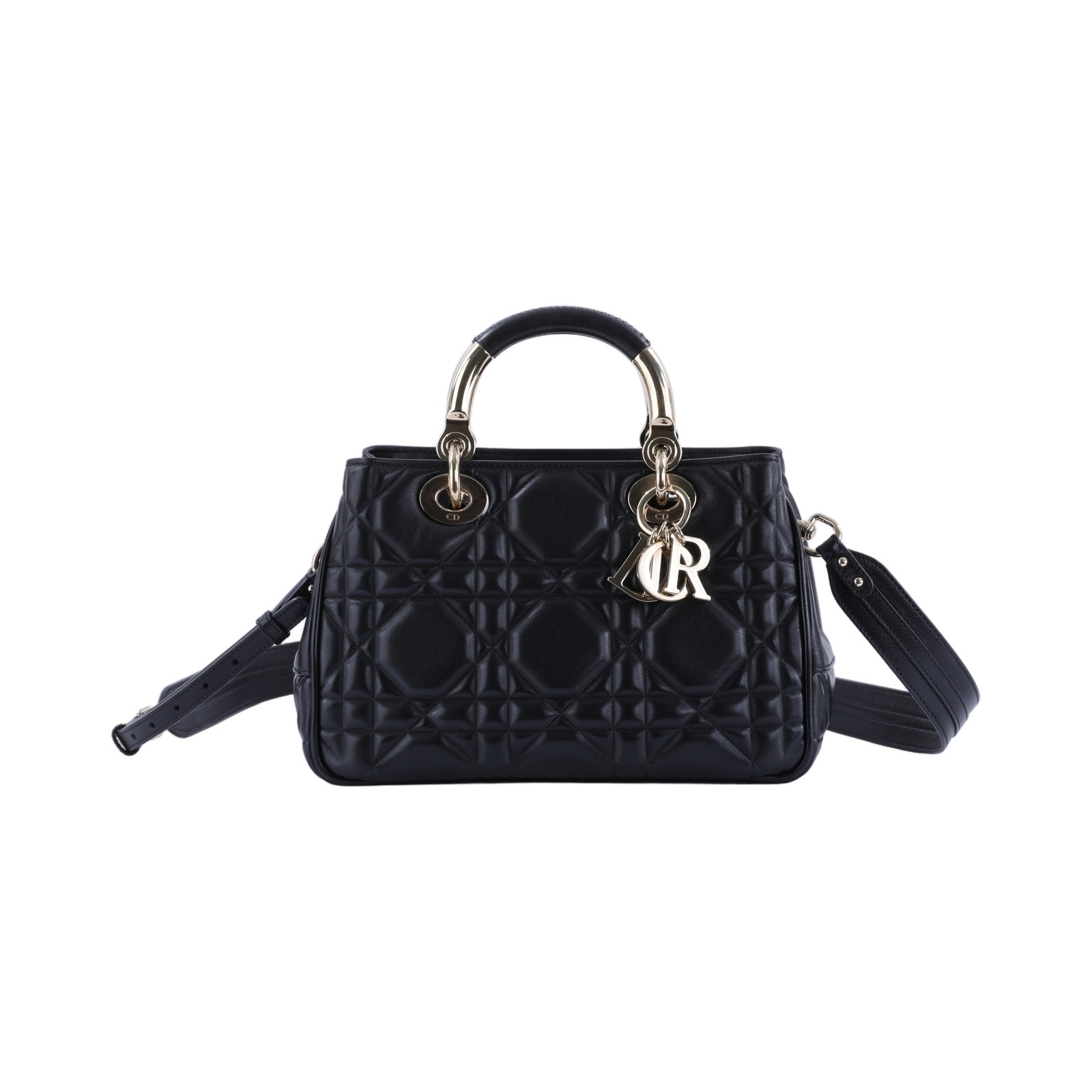 迪奧 CHRISTIAN DIOR Lady 95.22 手提包 肩背包 斜背包 M0697OVJX 黑金The Lady 95.22 包 背帶
