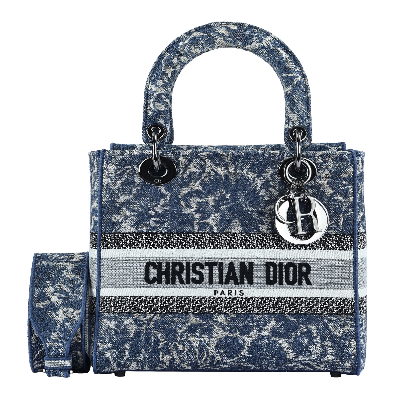 迪奧 CHRISTIAN DIOR Lady D-Lite 中型 手提包 深藍色 M0565BRXR  防塵袋/原廠盒子/保證卡/購買證明