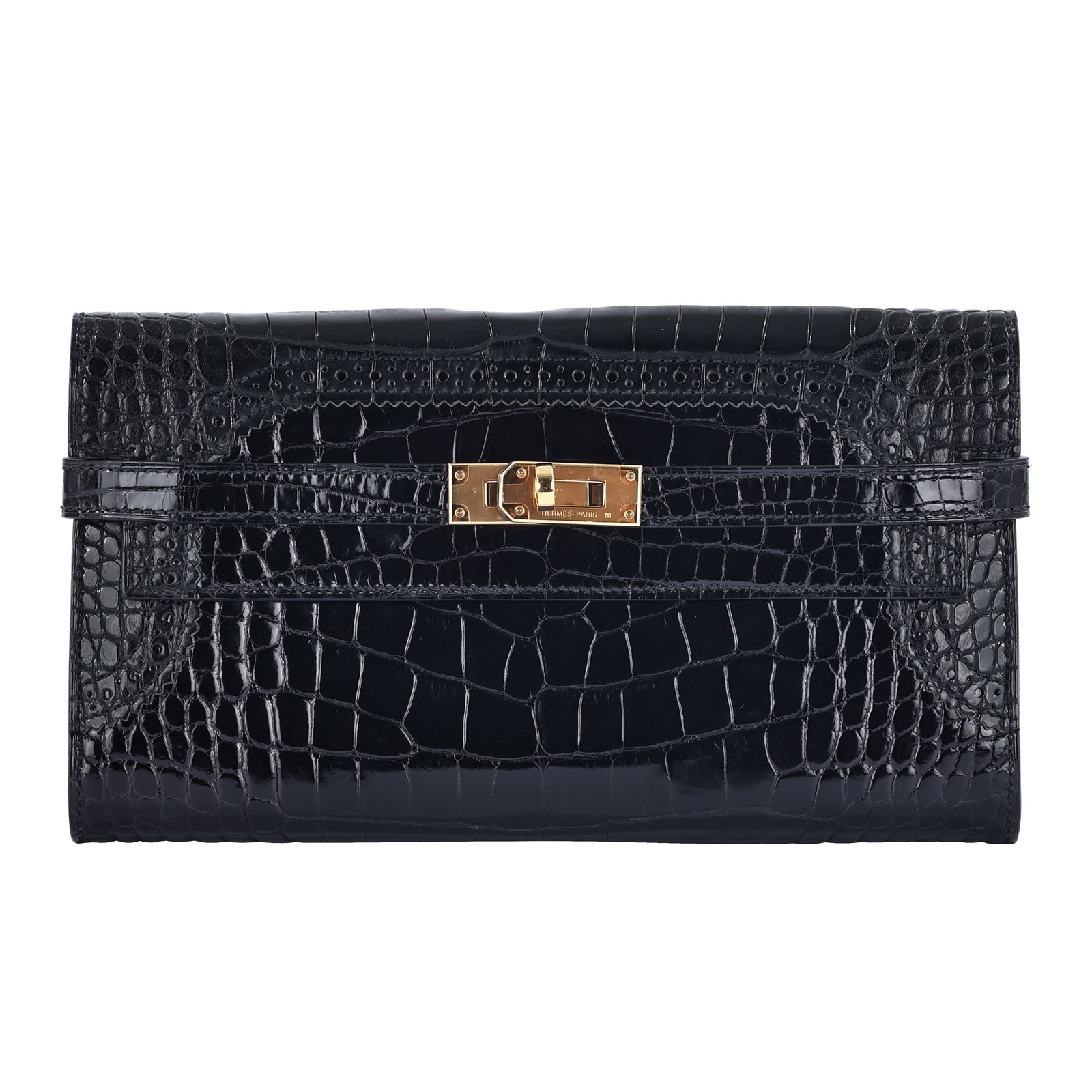 愛馬仕Hermes Kelly 長夾錢包KLLONG C刻黑色鱷魚皮KELLY長夾原廠盒子二手精品- BRAND楓月官方購物網站