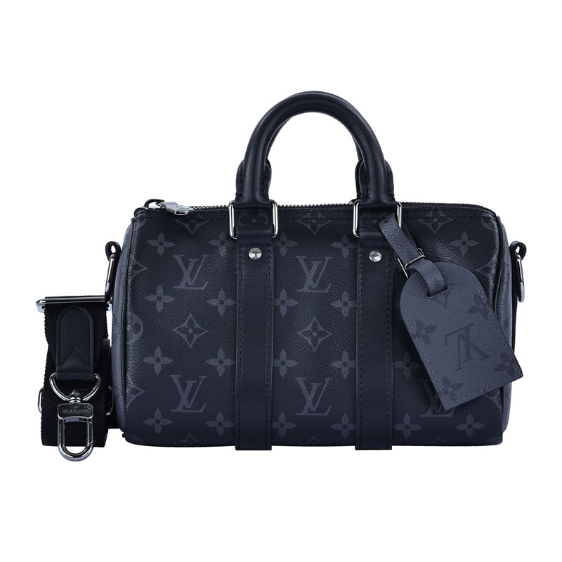 路易威登 LOUIS VUITTON Keepall Bandoulière 25 手提 肩背 波士頓包 Reverse帆布 黑色 M46271 晶片款  原廠盒子/防塵袋/購買證明