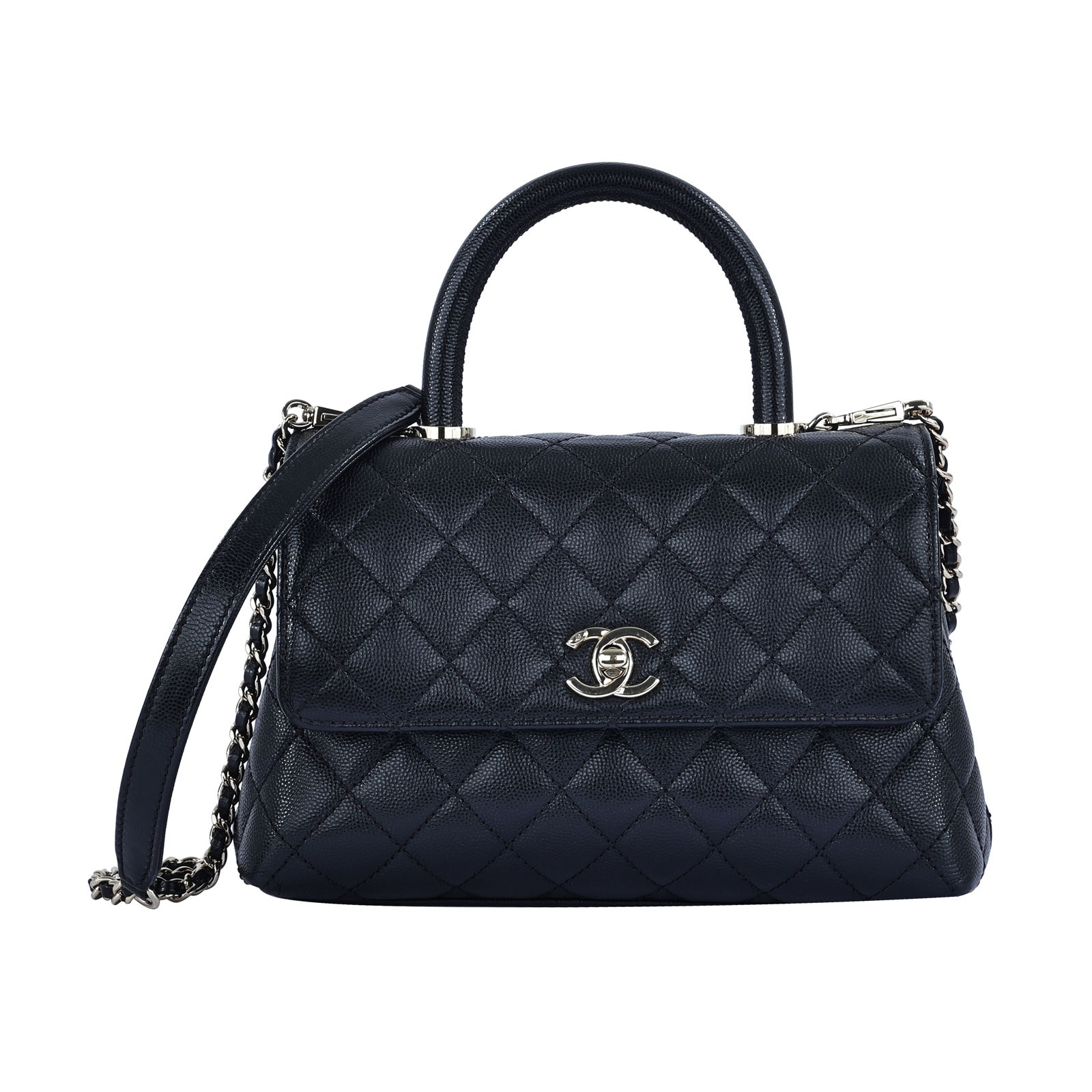 香奈兒 CHANEL Handle 24 手提 口蓋包 A92990 晶片款 黑金荔枝牛COCO HANDLE 原廠盒子/防塵袋/購買證明