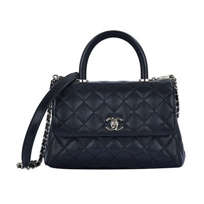 香奈兒 CHANEL Handle 24 手提 口蓋包 A92990 晶片款 黑金荔枝牛COCO HANDLE 原廠盒子/防塵袋/購買證明