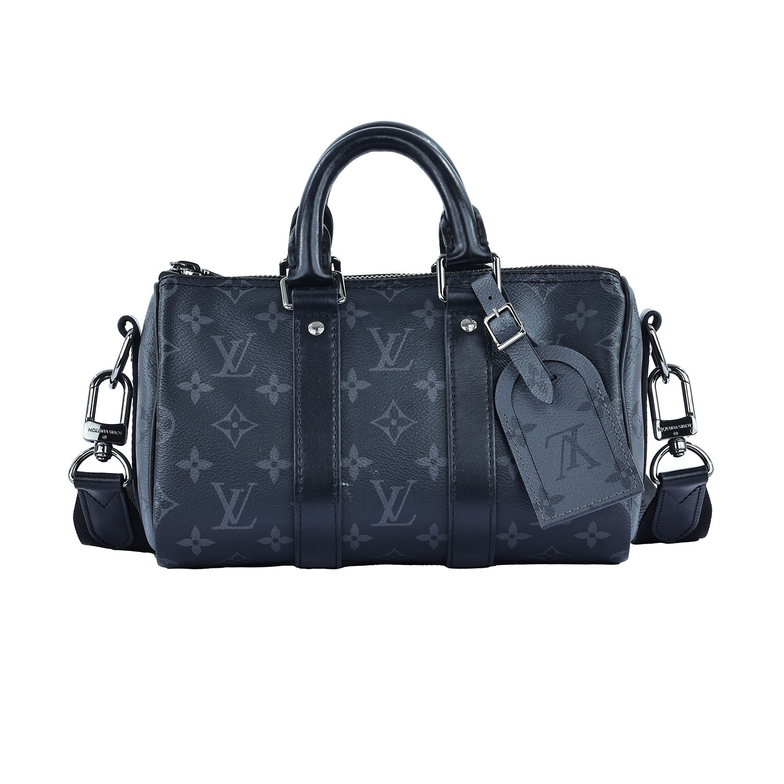 路易威登 LOUIS VUITTON Keepall Bandoulière 25 手提 肩背 波士頓包 Reverse帆布 黑色 M46271 晶片款  原廠盒子/防塵袋