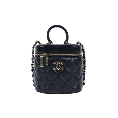 香奈兒 CHANEL Vanity Case Handle 斜背 手提 化妝箱  29開 黑羊TRENDY CC VANITY 防塵袋/保證卡