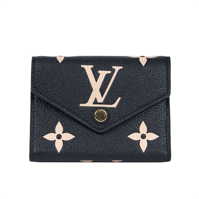 路易威登 LOUIS VUITTON Victorine 錢包 壓花牛皮 黑色米色 M80968 晶片款  原廠盒子/防塵袋/購買證明影本