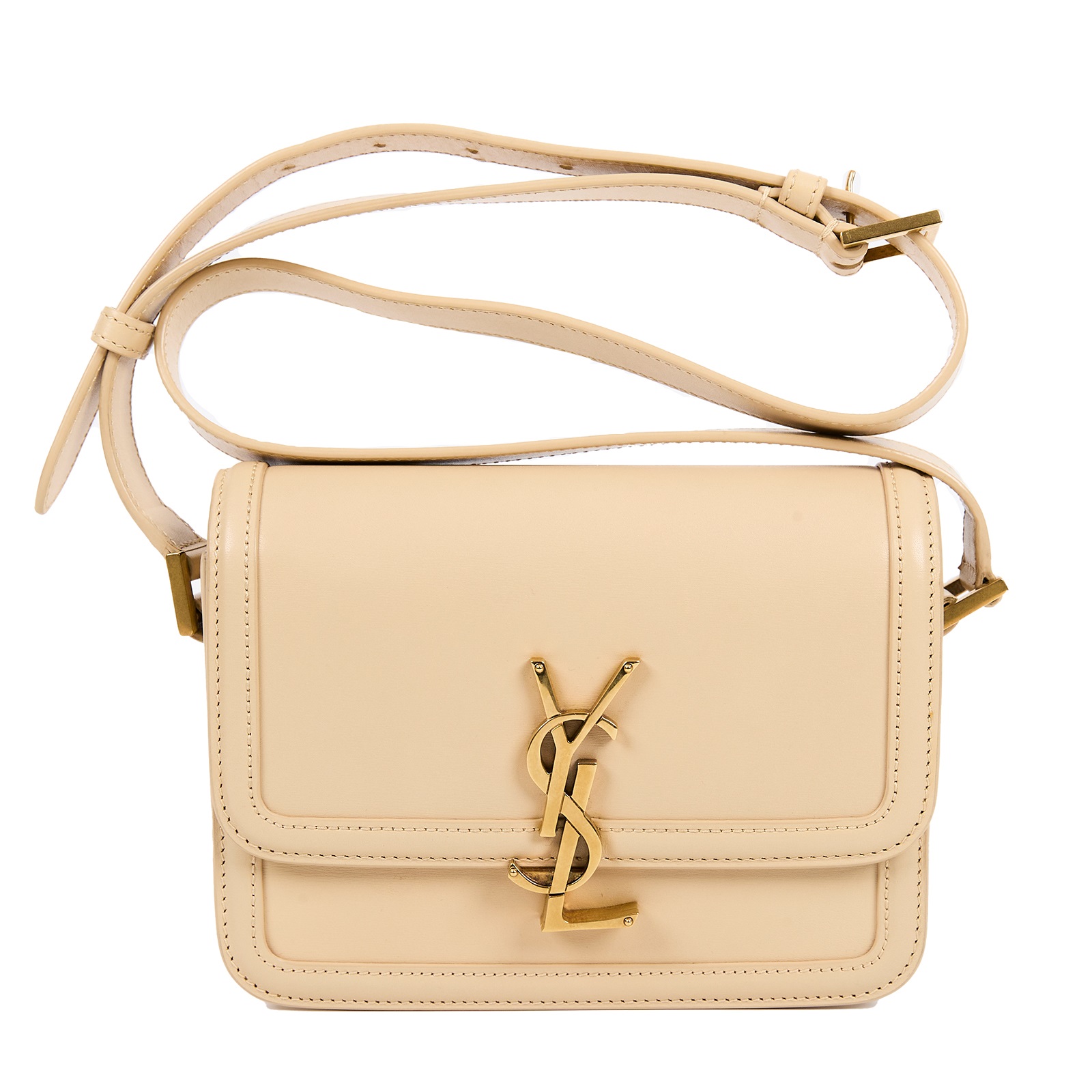 聖羅蘭 YSL SAINT LAURENT solferino box 皮革 小型 書包 6343060SX0W 杏色金釦SOLFERINO 防塵袋