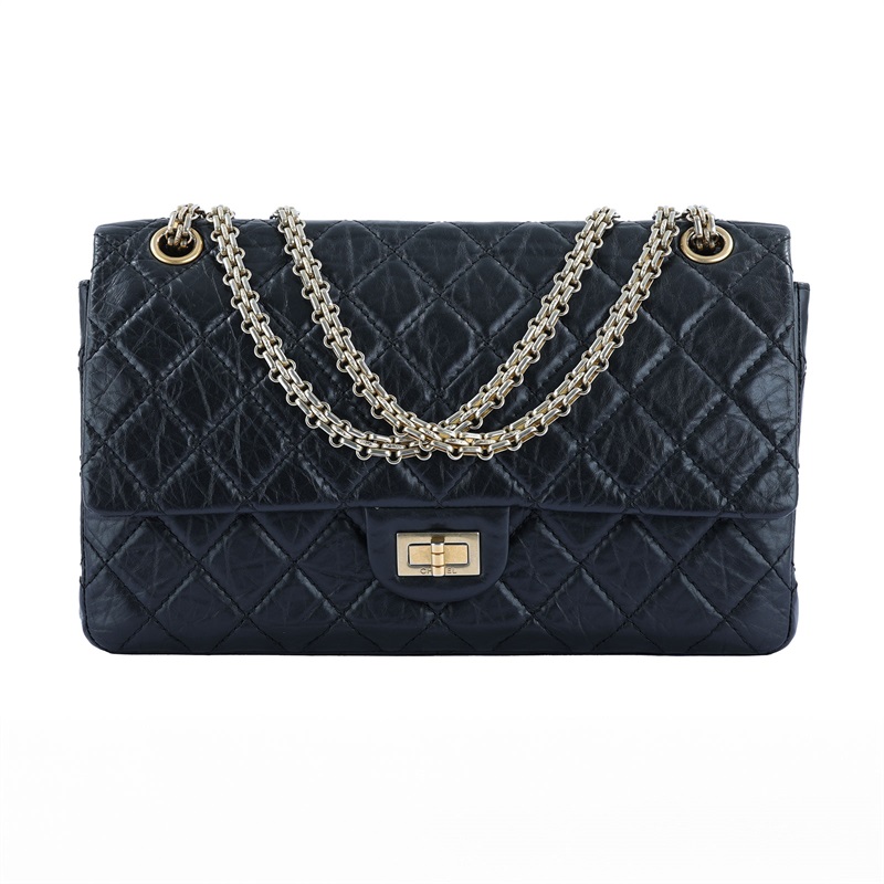 香奈兒 CHANEL 2.55 大型口蓋包 A37587 12開黑金仿舊牛2.55 28CM 原廠盒子