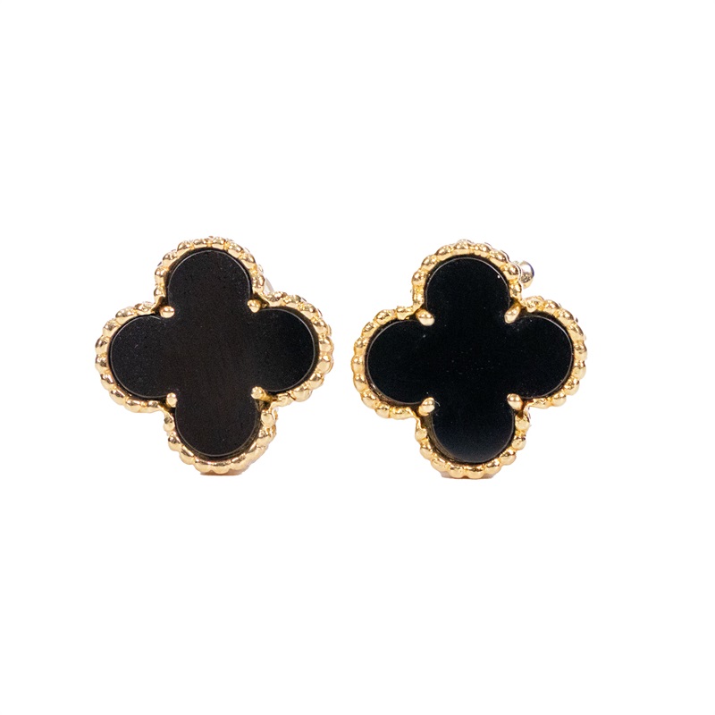 梵克雅寶 Van Cleef & Arpels Vintage Alhambra耳環  K18 黑縞瑪瑙耳環 無附屬品