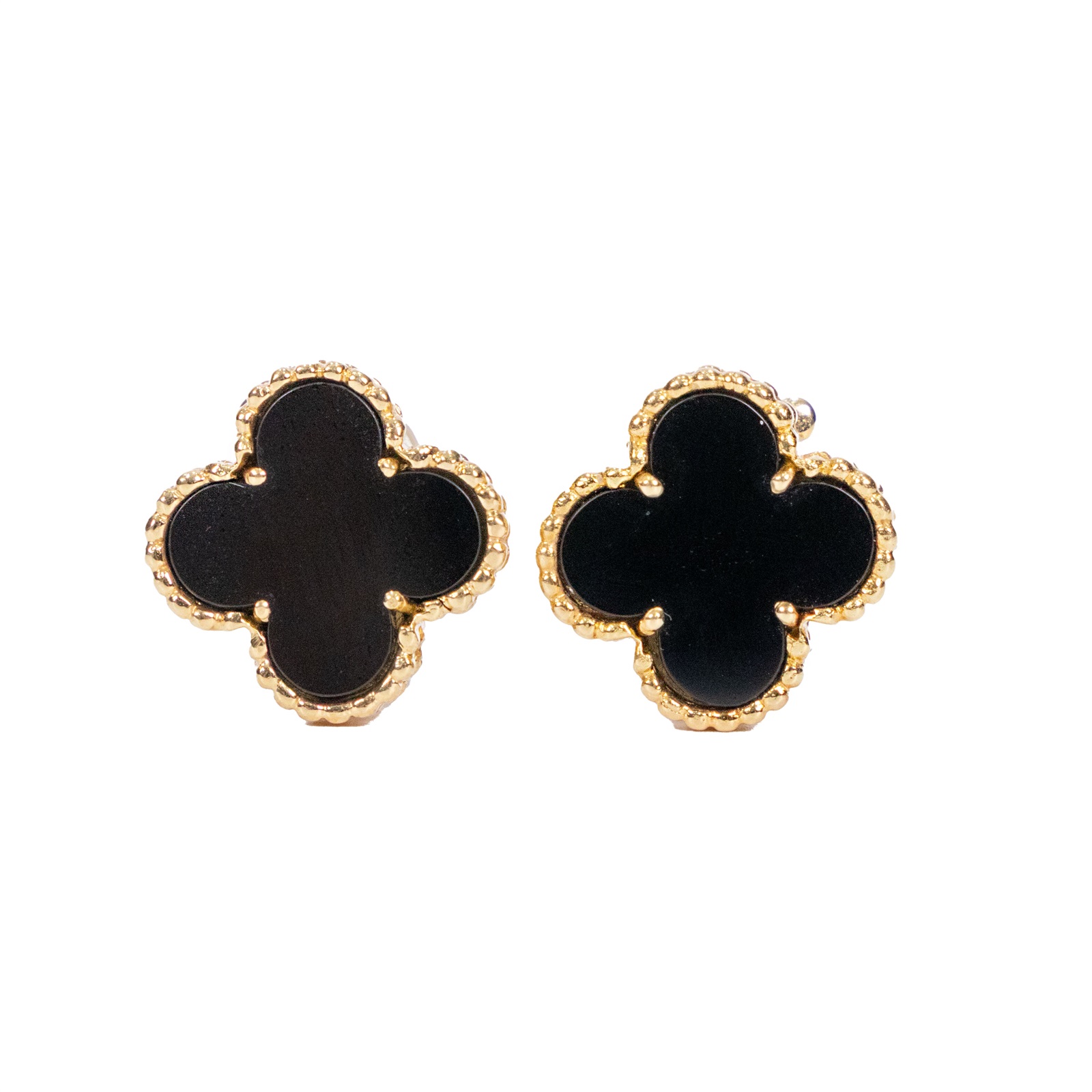 梵克雅寶 Van Cleef & Arpels Vintage Alhambra耳環  K18 黑縞瑪瑙耳環 無附屬品