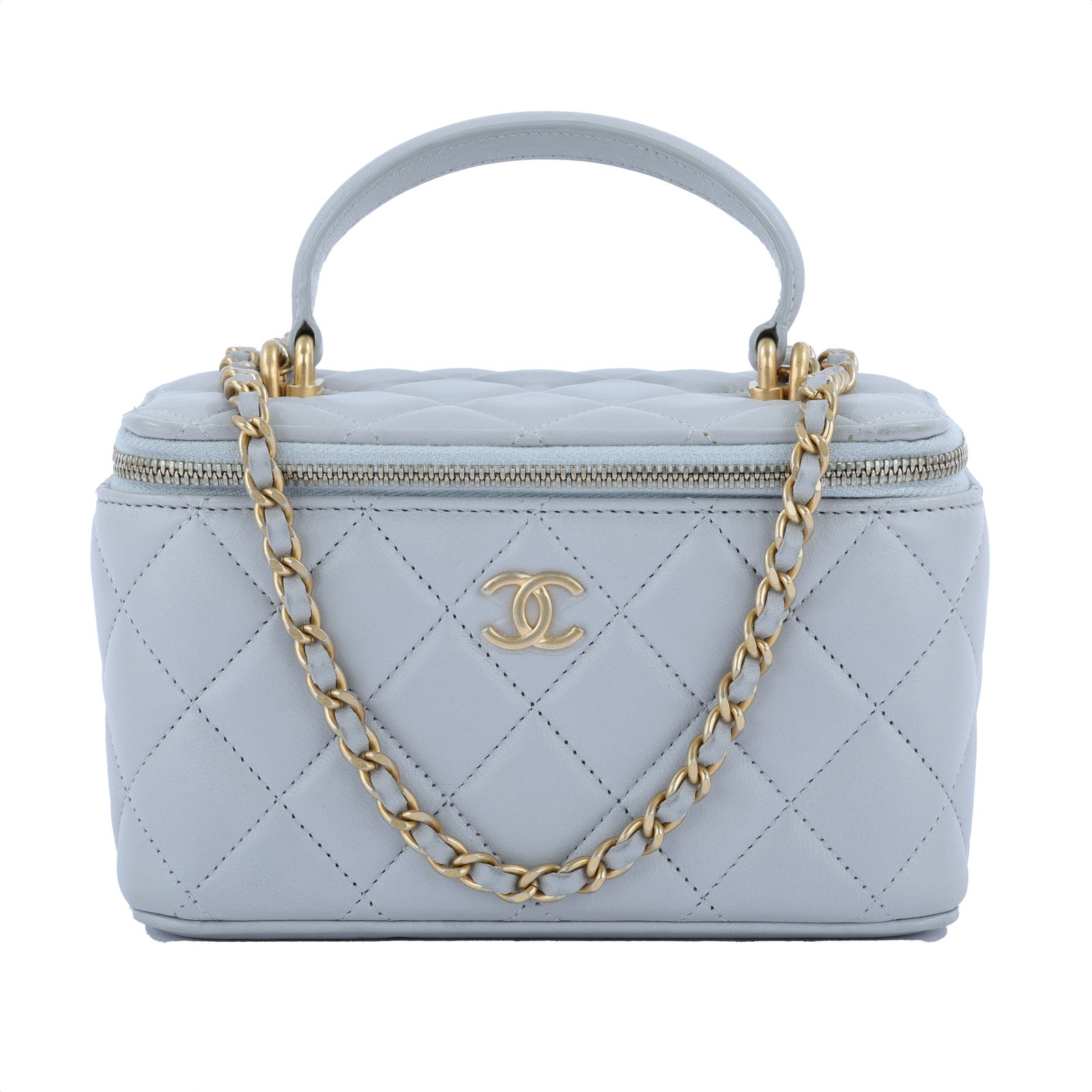 香奈兒 CHANEL Vanity Case 化妝箱 AP2199 31開灰金羊VANITY CASE化妝包 原廠盒子/防塵袋/購買證明