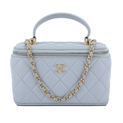 香奈兒 CHANEL Vanity Case 化妝箱 AP2199 31開灰金羊VANITY CASE化妝包 原廠盒子/防塵袋/購買證明