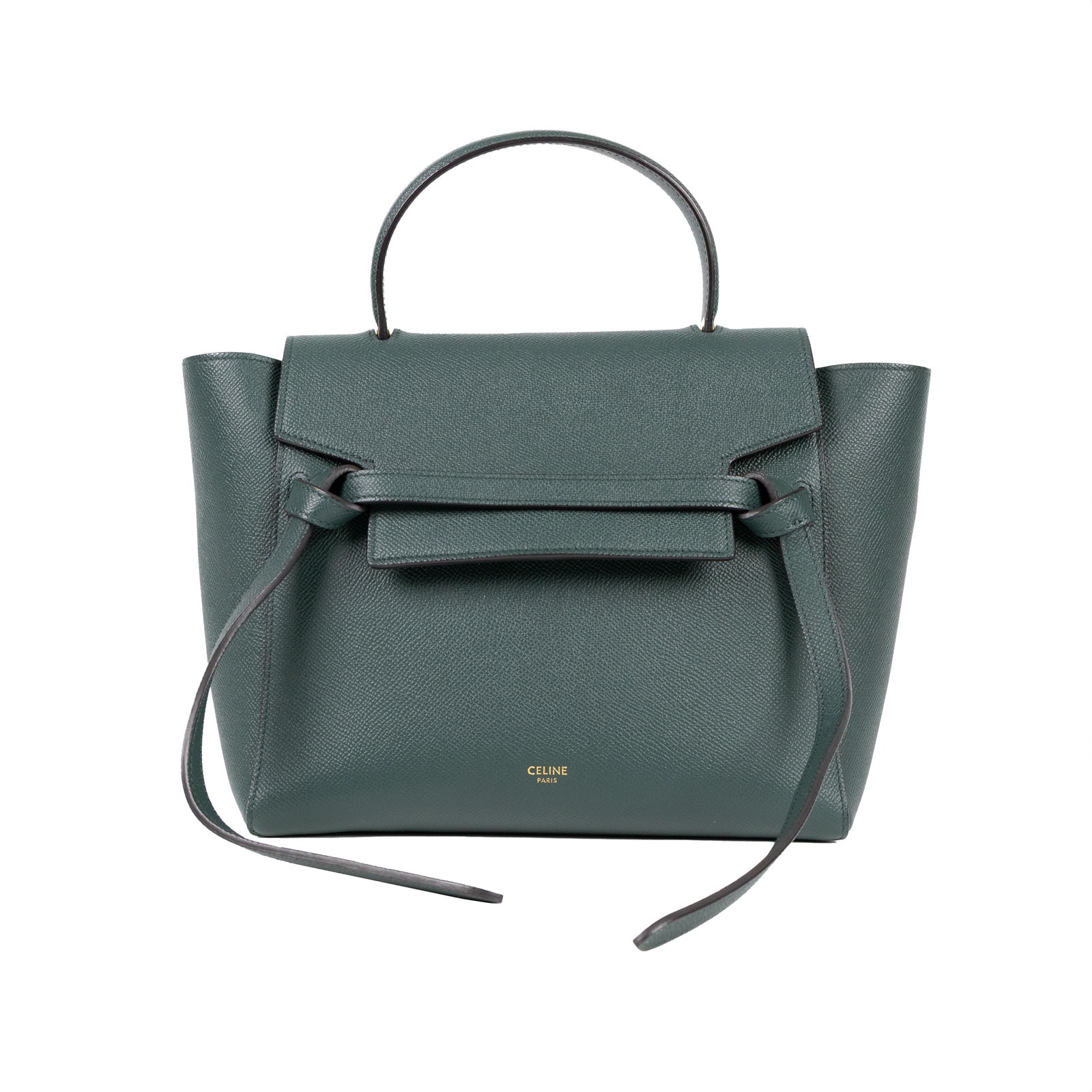 思琳 CELINE Belt 珠地小牛皮 小巧型 肩背 手提 鯰魚包  189153 墨綠MICRO  BELT 防塵袋