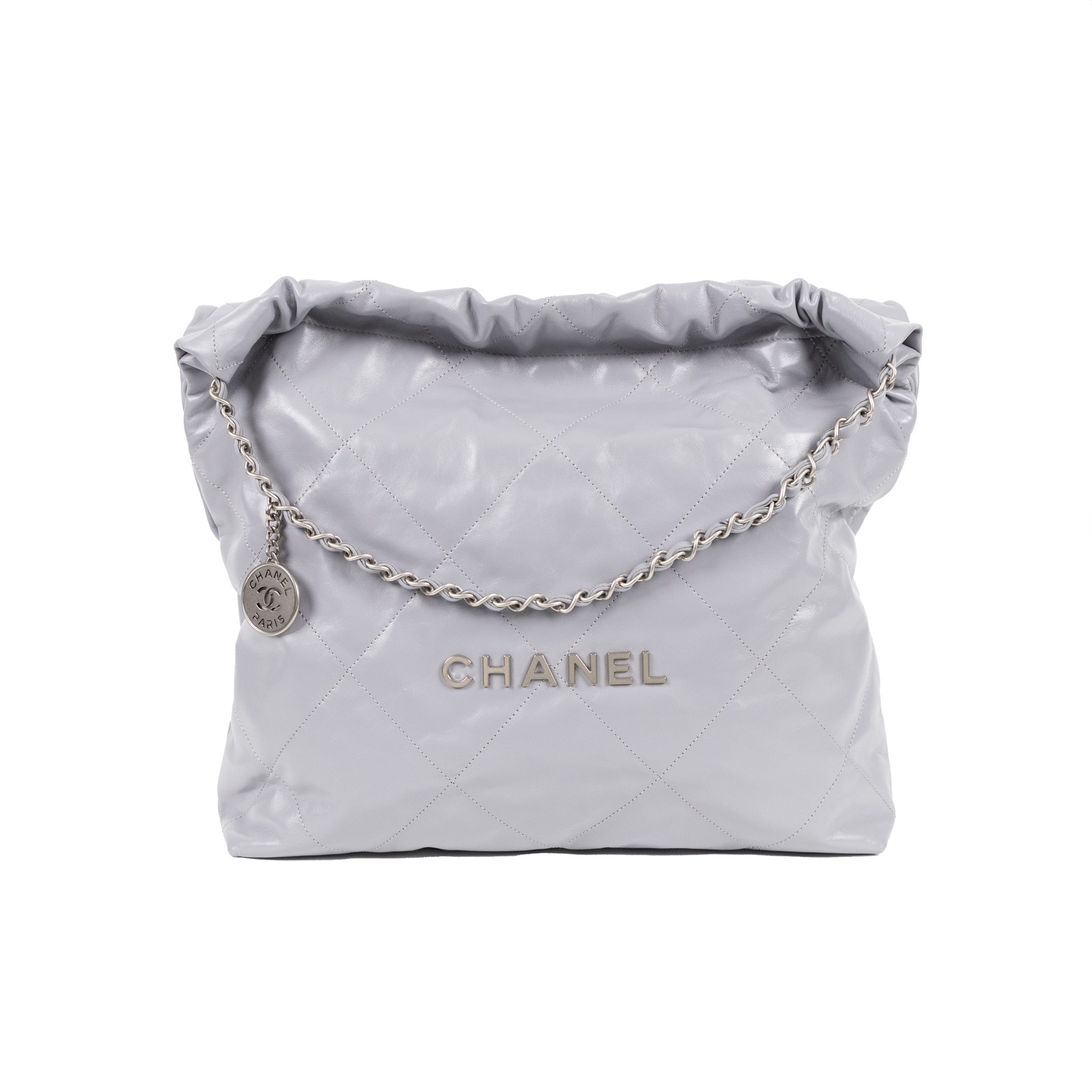 香奈兒 CHANEL 22 中型 束口包 AS3261 晶片款 灰CHANEL22 包 中號 內袋